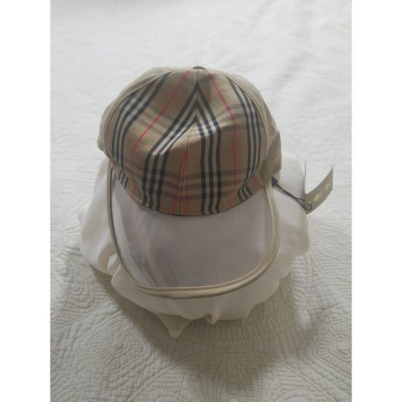 Burberry Vintage Check Baseball Cap w/ Clear Visor Beige Plaid M/L NWT